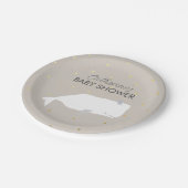 Beige neutrale weiße Whale Babydusche Pappteller (Schrägansicht)