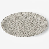 Beige Neutraler Faux-Linene Stoff Elegant Pappteller (Schrägansicht)
