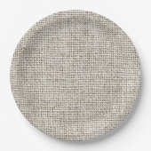 Beige Neutraler Faux-Linene Stoff Elegant Pappteller (Vorderseite)