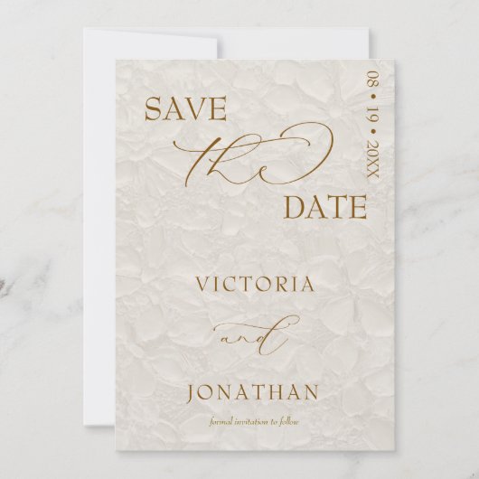 Beige neutrales, einfaches Elegant Save the Date (Vorderseite)
