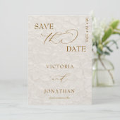 Beige neutrales, einfaches Elegant Save the Date (Stehend Vorderseite)