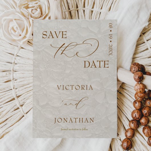 Beige neutrales, einfaches Elegant Save the Date