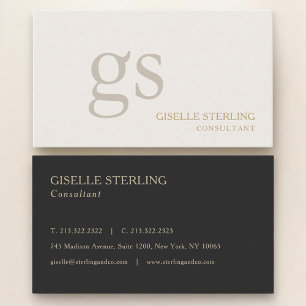 Beige Neutrales Monogramm Professional Visitenkarte