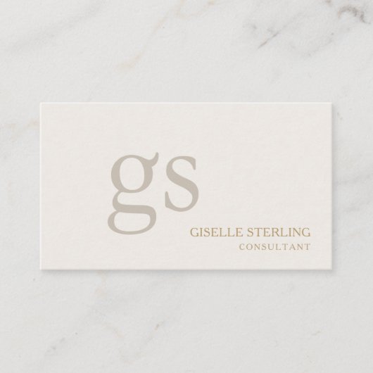 Beige neutrales Monogramm QR-Code Professional Visitenkarte (Vorderseite)