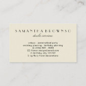 Beige New Geboren Baby Doula Visitenkarte (Rückseite)