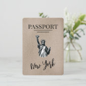 Beige New York City Passport Save the Date (Stehend Vorderseite)