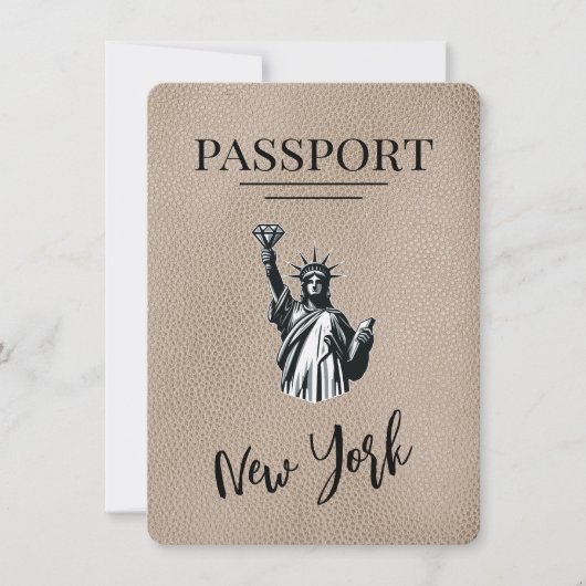 Beige New York City Passport Save the Date (Vorderseite)