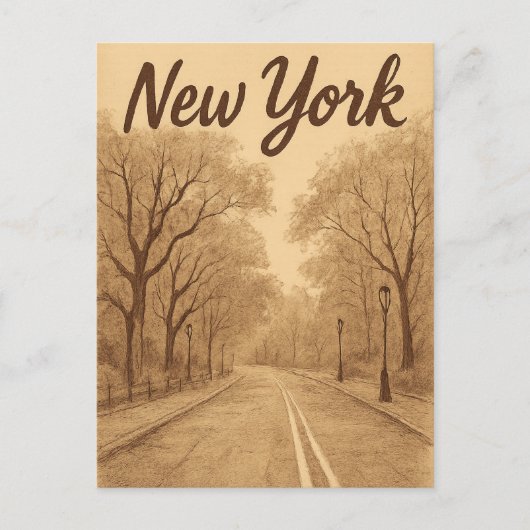 Beige new york postkarte (Vorderseite)