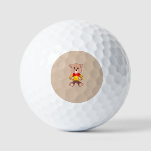Beige Niedlich Bowtie Teddy Bear Golfball (Vorderseite)