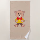 Beige Niedlich Bowtie Teddy Bear Strandtuch (Vorderseite)