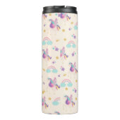 Beige | Niedlich Rainbow Unicorn Kinder Thermosbecher (Rückseite)
