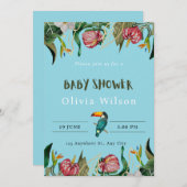 Beige Niedliche Blumendusche Einladung (Vorne/Hinten)