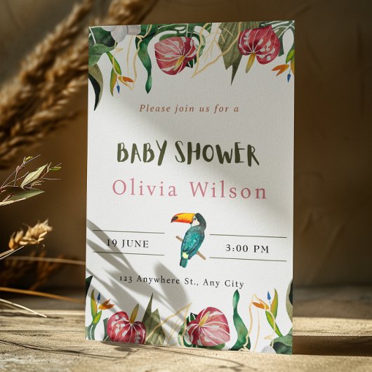 Beige Niedliche Blumendusche Einladung