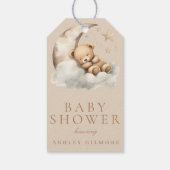 Beige Niedliche Teddybärendusche Geschenkanhänger (Rückseite)