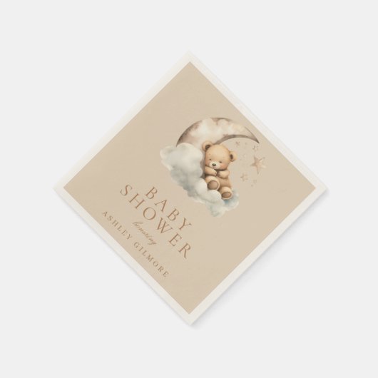 Beige Niedliche Teddybärendusche Serviette (Ecke)