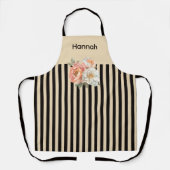 Beige Oberseite mit braunen Streifen Floral Schürze (Vorderseite)