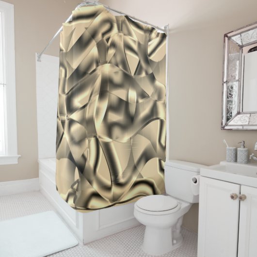 Beige- oder Khaki-Formen, in leuchtenden Tönen Duschvorhang (Beispiel)