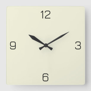 Beige (Off White) F5F5DC - Option zum Hinzufügen v Quadratische Wanduhr