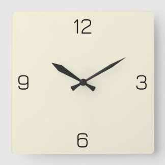 Beige (Off White) F5F5DC - Option zum Hinzufügen v Quadratische Wanduhr