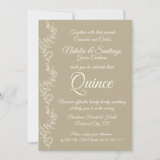 Beige Off-White Twin Boy Girl Fiesta de Quince Einladung