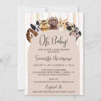 Beige Oh Baby Dogs Einladung