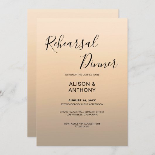 Beige Ombre Hintergrund-Probe Einladung (Vorne/Hinten)