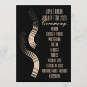 Beige-on-Black Streamline Moderne Wedding Programm (Vorderseite)