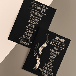 Beige-on-Black Streamline Moderne Wedding Programm