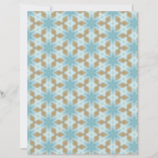 Beige on Blue geometric tile scrapbook paper (Vorderseite)