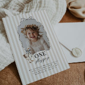 Beige One Silly Goose 1st Birthday Invitation Einladung