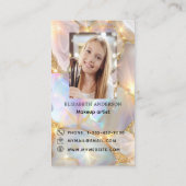 Beige opal agal Logo Foto Qr Code für soziale Medi Visitenkarte (Rückseite)