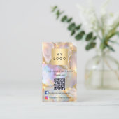 Beige opal agal Logo Foto Qr Code für soziale Medi Visitenkarte (Stehend Vorderseite)