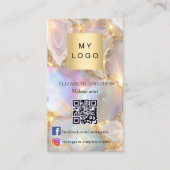 Beige opal agal Logo Foto Qr Code für soziale Medi Visitenkarte (Vorderseite)