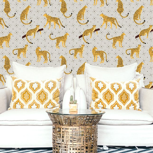 Beige Orange Cheetah Leopard Geometric Tapete (Von Creator hochgeladen)