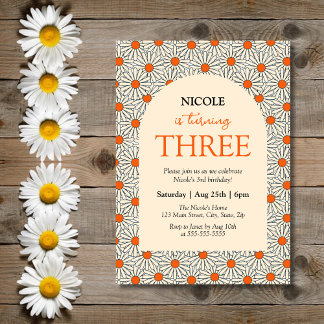 Beige Orange Daisies Floral Arch 3. Einladung