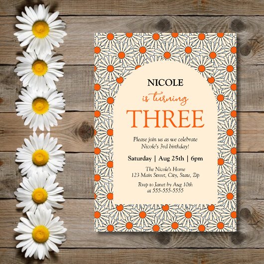 Beige Orange Daisies Floral Arch 3. Einladung