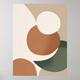 Beige Orange Green Minimal Abstrakt Boho AI Art Poster