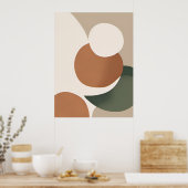 Beige Orange Green Minimal Abstrakt Boho AI Art Poster (Küche)