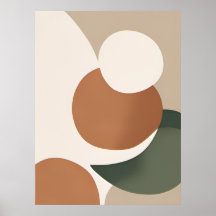Beige Orange Grün Minmal Abstract Boho AI-Kunst
