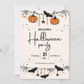 Beige Orange Niedliches Halloween-Party Einladung (Vorderseite)