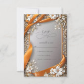 Beige Orange Ribbons Verzierte Blumenhochzeit RSVP Karte (Vorderseite)