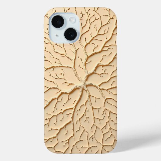 Beige Organic Embossed Branch iPhone Case (Rückseite)