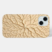 Beige Organic Embossed Branch iPhone Case (Rückseite (Horizontal))