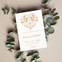 Beige OTOMI MEXICAN HERZINVITATION