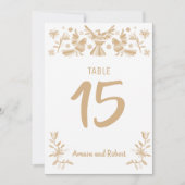 Beige Otomi-Tischnummer Einladung (Vorderseite)