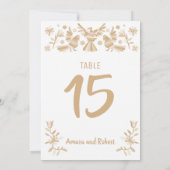 Beige Otomi-Tischnummer Einladung (Rückseite)