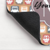 Beige Owls Personalisiert Monogramm und Name Mousepad (Ecke)