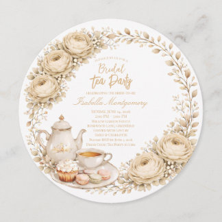 Beige Palette Tea Party Bridal Shower Einladung