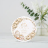 Beige Palette Tea Party Bridal Shower Einladung (Stehend Vorderseite)