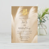 Beige Pampas Grass Chinese Wedding Einladung (Stehend Vorderseite)